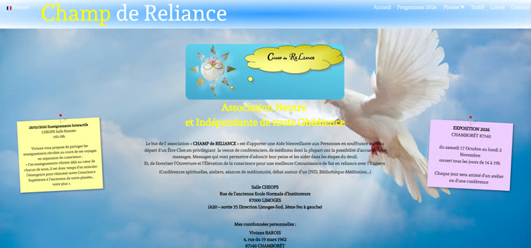 Le site de l'association Champ de Reliance